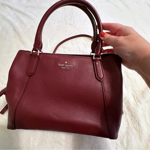 Kate Spade ♠️ JACKSON MEDIUM TRIPLE COMPARTMENT SATCHEL & MATCHING WALLET berry - Picture 7 of 15